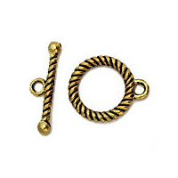 Tibetan Style Antiqued Gold Twisted Wire Toggle