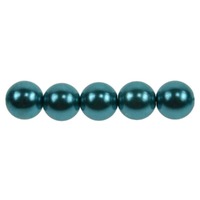 Glass Pearl Beads - 8mm Dark Turquoise x 10