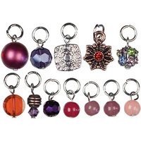 Glass and Metal Charm Dangles - Purple and Red x 11 Pieces