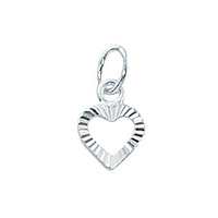 Silver Filled Charm With Jump Ring - Diamond Cut Open Heart 9x7mm