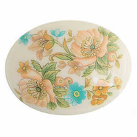 Japanese Porcelain Flatback Oval Cabochon - Floral Linen 40x30mm