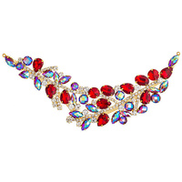 Crystal Jewelled Applique Trim - Red Ab Gold