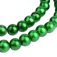 Glass Beads Round - Textured Jewel Green 8mm x 20