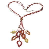 Jewellery Making Kit - Persian Red Leaves Necklace with Delica Beads