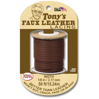Faux Leather Lacing Cord - Brown 3.17mm x 15.24m