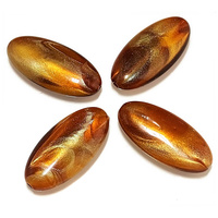 Toffee Glaze Oval Vintage Lucite Bead x 34mm
