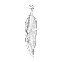 Metal Charm Pendant - Silver Plated Feather