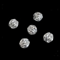 Pleated Metal Round Beads - Silver Plated 6mm x 20