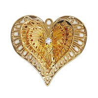Heart Burst Filigree Craft Charm - Gold