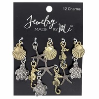 Sea Life Charms - Silver and Gold 12 piece pack