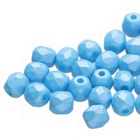 Czech Glass Round FirePolished Beads - Pearl Shine Aqua x 3mm