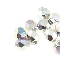 Czech Glass Round FirePolished Beads - Silver Plate AB x 3mm
