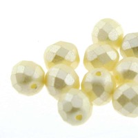 Czech Glass Round FirePolished Beads - Pastel Cream x 8mm