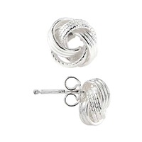 Sterling Silver Earring Studs with Earnut - Love Knot 9mm