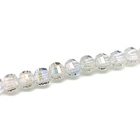 Glass Beads Faceted Square Round - Crystal AB