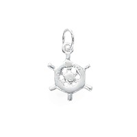 Sterling Silver Charm with Jump Ring - Ships Helm