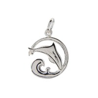 Sterling Silver Charm with Jump Ring - Surfing Dolphin