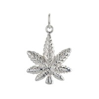 Sterling Silver Charm with Jump Ring - Marijuana Leaf