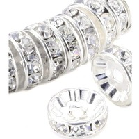 Acrylic Crystal Spacer Beads - Silver 6mm x 20