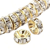 Acrylic Crystal Spacer Beads - Gold 6mm x 20