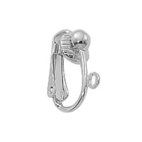 Silver Plated Clip-On Earrings With Half Ball Open Ring