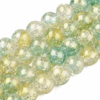 Crackle Glass Beads - Golden Sage 8mm x 10