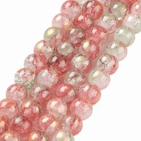 Crackle Glass Beads - Strawberry Amber 8mm x 10