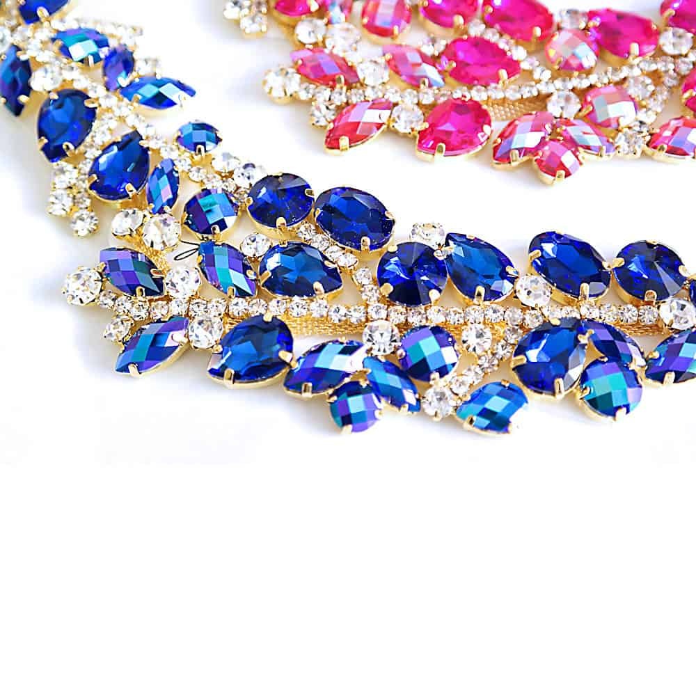 Elegant Chic Crystal Applique Motif Large Blue AB Gold