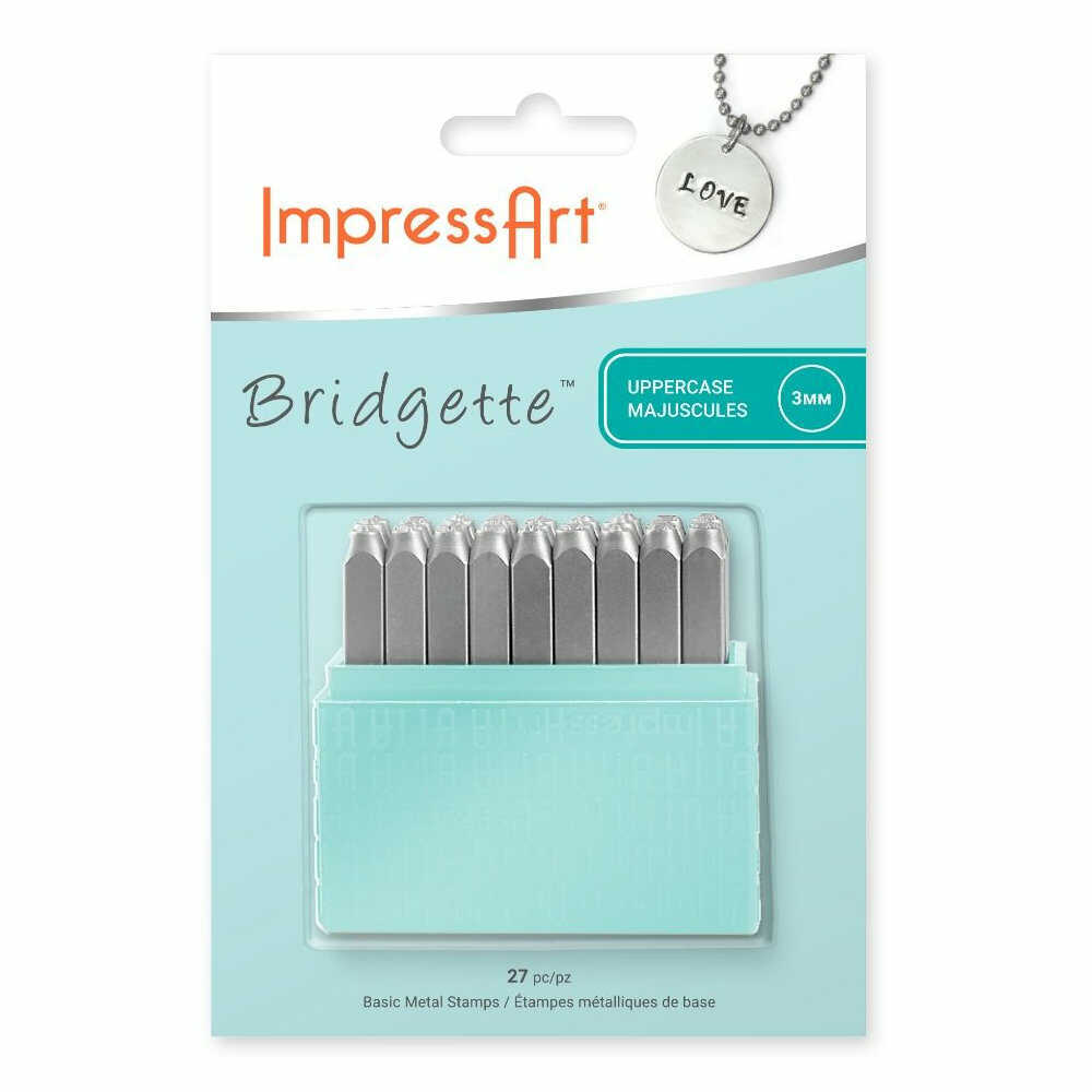 ImpressArt - Basic Bridgette Uppercase and Lowercase Letter Metal Stamps Set, 3mm