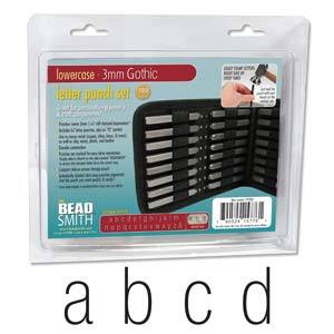 Alphabet Letter Metal Punch Stamp Set With Storage Pouch - Gothic Lower Case x 3mm *Factory Seconds*