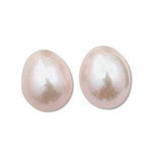 Freshwater Drop Pearl Beads - Half Drilled - Pink 8-9mm x 1 Pair