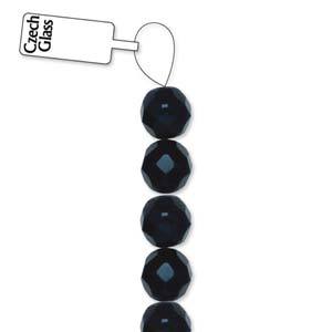 Czech Glass Round Firepolished Beads - Jet 6mm x 25