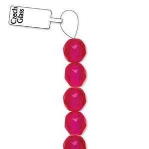 Czech Glass Round Firepolished Beads - Fucshia 6mm x 25