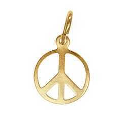 Pendant Charm with Jump Ring - Gold Plated - Peace Sign x 9mm