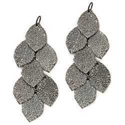 Dangle Charms - Styled By Tori Spelling - Hematite Textured Leaf Drops x 75mm