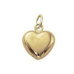 Pewter Charm with Jump Ring - Gold Plated - Puffed Heart x 13mm