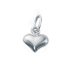 Silver Filled Charm With Jump Ring - Puffed Heart 8mm