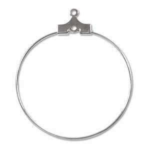 Add A Bead Hoop Earring Findings With Hole - Silver Plated 40mm x 1 Pair