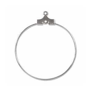 Add A Bead Hoop Earring Findings With Hole - Silver Plated 30mm x 1 Pair