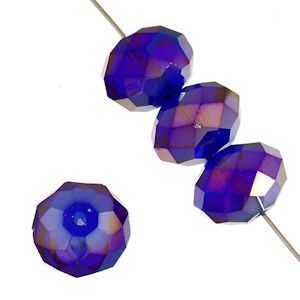 Dazzle-It Ori Crystal Faceted Donut Beads - Cobalt Ab 6x4mm