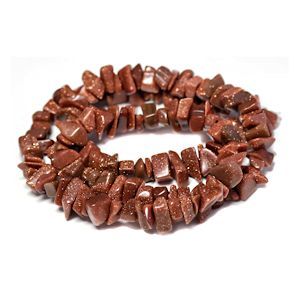 Gemstone Beads - Semi-Precious Chips - 16" Strand x Gold Stone