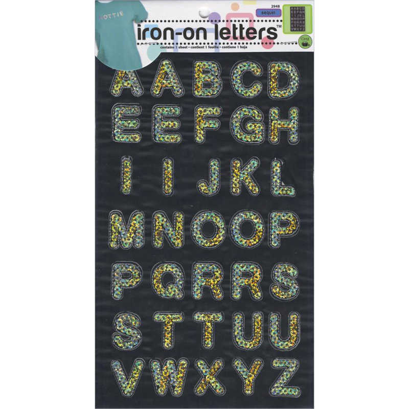 Iron-On Sequin Letters x Gold Uppercase Block x 25mm