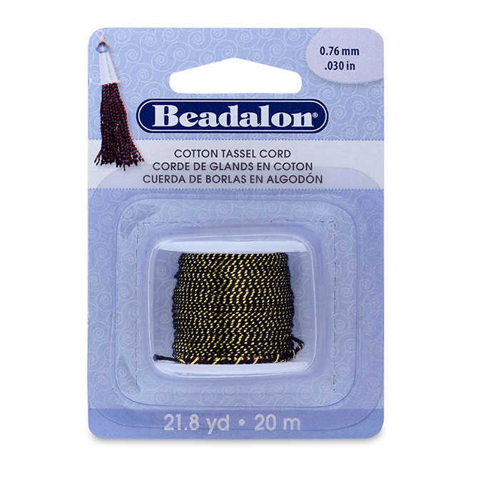 Cotton Tassel Cord By Beadalon - Metallic Gold On Black x 20m