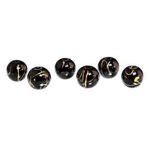 Glass Beads Round - Bedazzled Black 6mm x 20