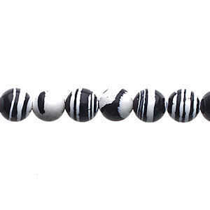Global Chic Round Gemstone Beads - Abstract Black and White x 6mm