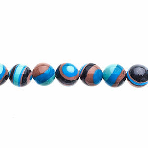 Global Chic Round Gemstone Beads - Abstract Brown Blue x 6mm