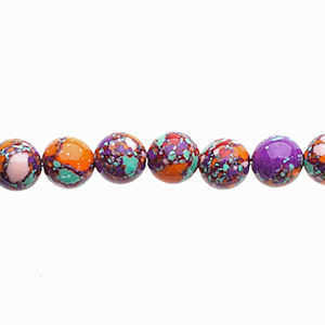 Global Chic Round Gemstone Beads - Abstract Mint and Orange x 6mm