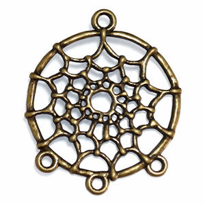 Metal Charm - Antique Bronze Dream Catcher Connector Ring x 34mm
