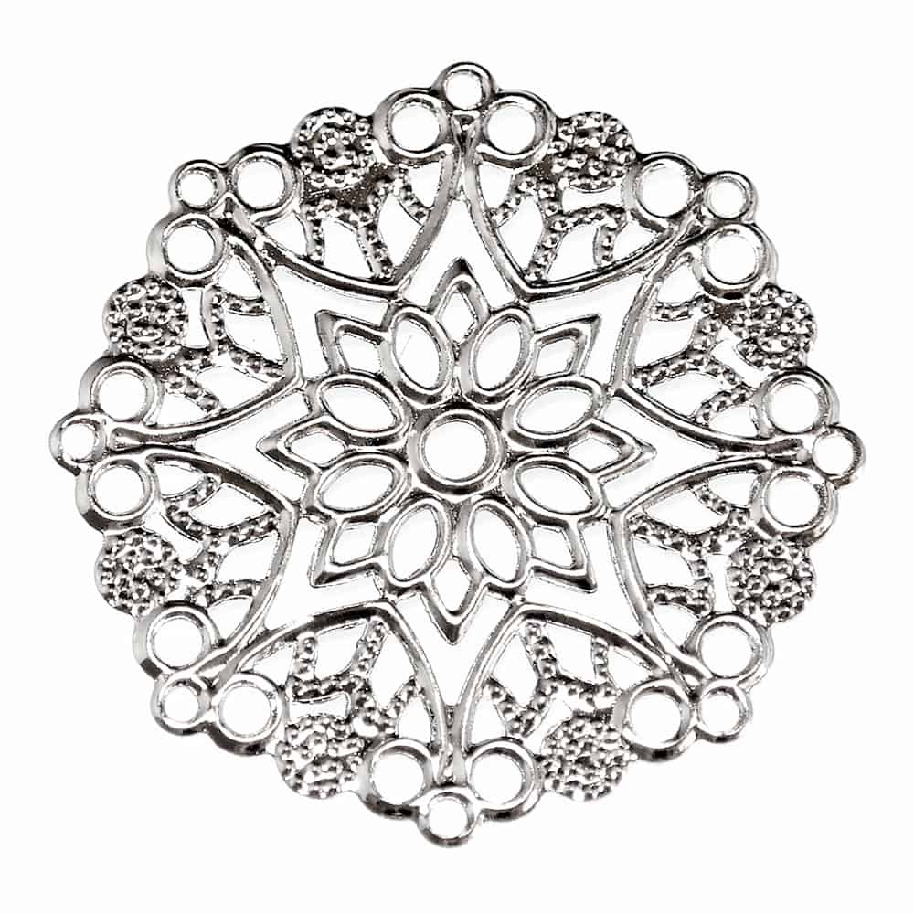 Metal Filigree Stamping Charm Silver - Large Floral