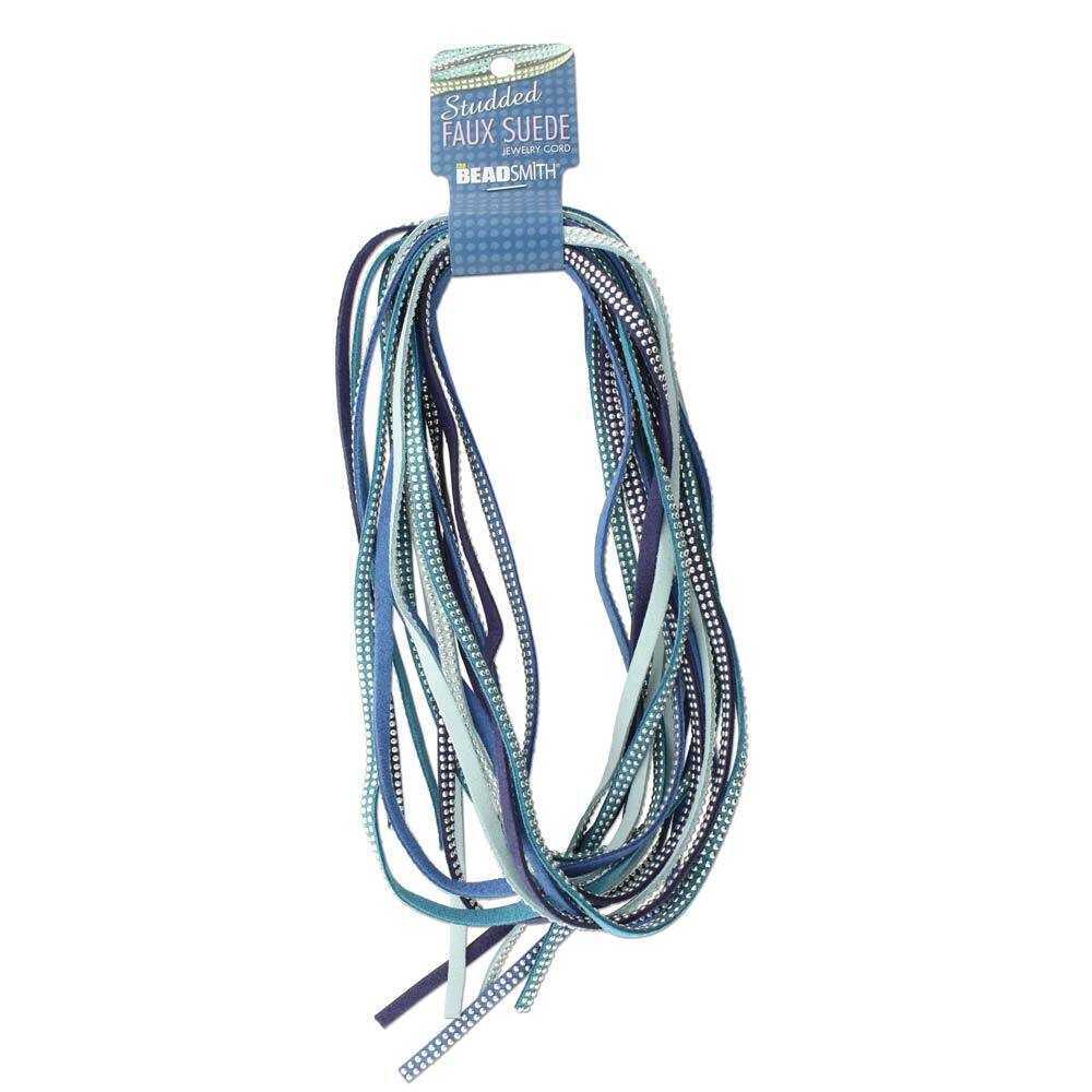 Beadsmith Studded Faux Suede Jewellery Cord - Cools Mix x 8Metres